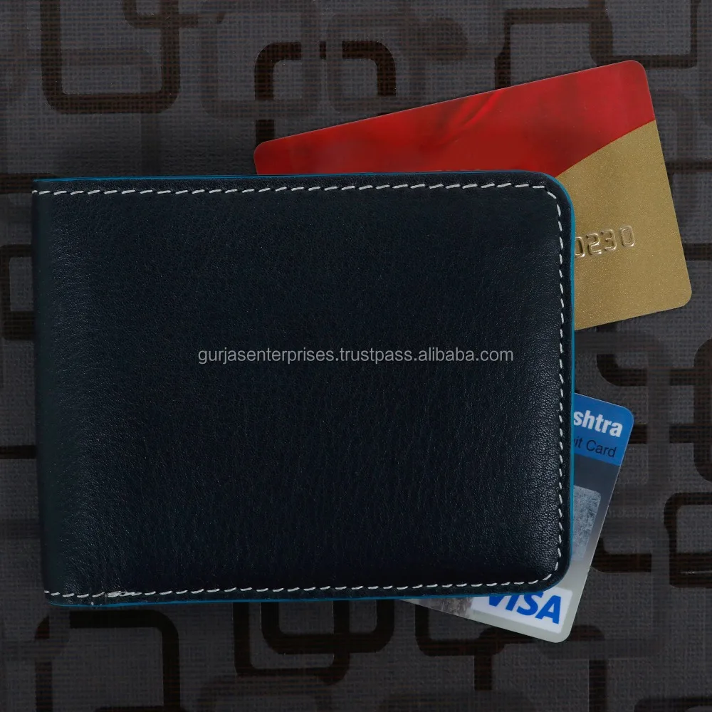 
Blue/ Black Vegetable Tanned Leather wallet 