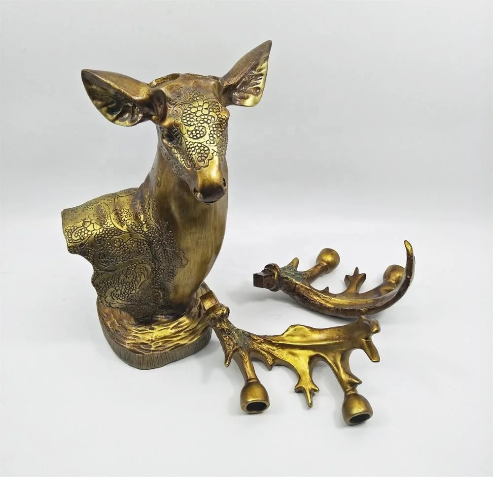 Faux Resin Handicrafts Antler Candle Candlestick Statue Lovely Decor Deer Head Candle Holder