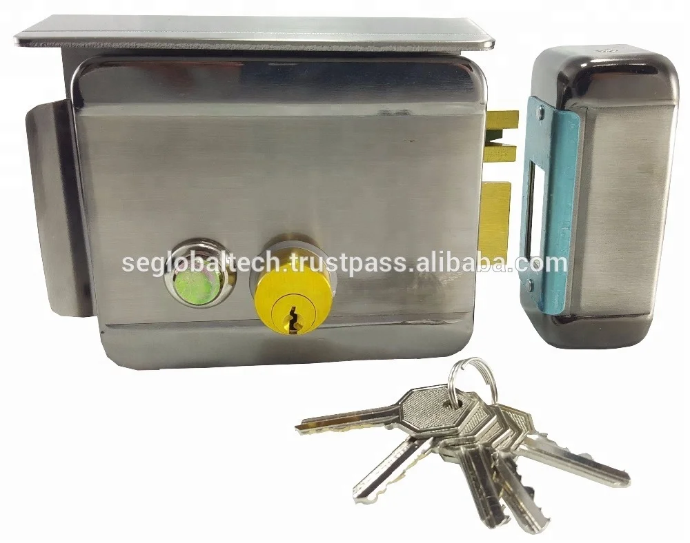 Door Access- Remote Control Electric Rim Lock with Cover Plate