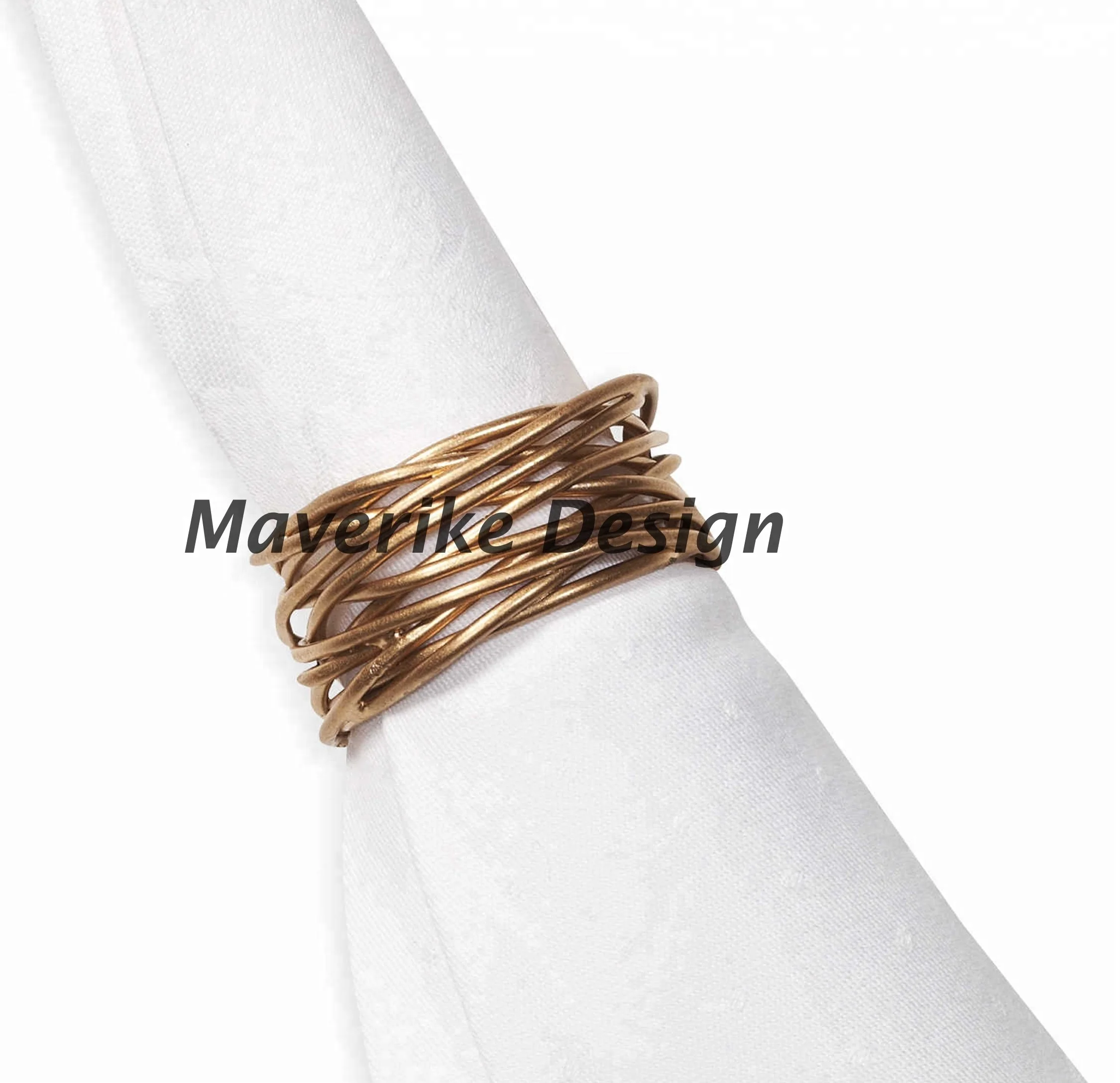 Handmade Metal Wire Nest Gold Napkin Ring Round Shape Elegance Festivals Home Dining Table Decor Napkin Holder