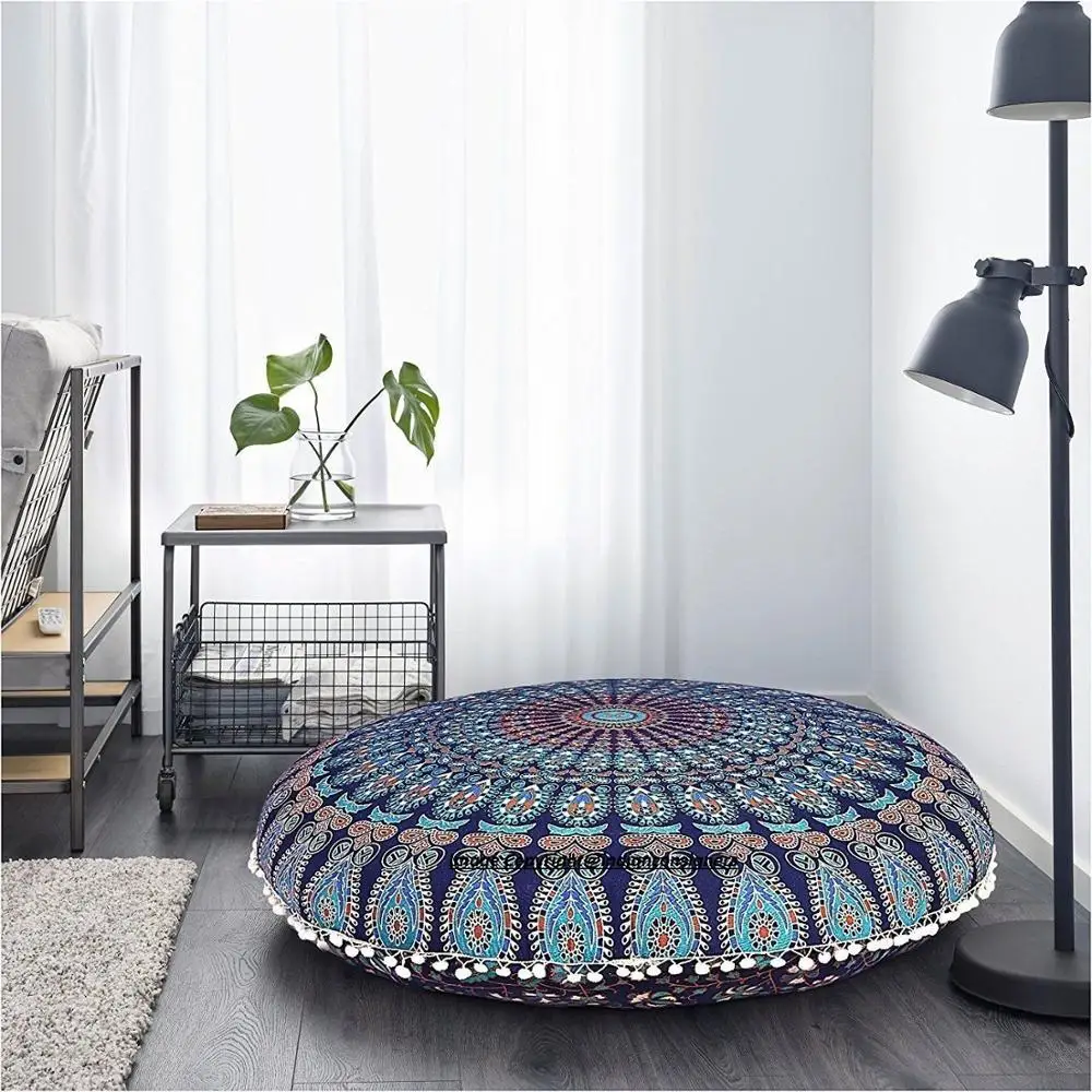 Ottoman Pouf Bohemian Multi-Color Cotton Fabric Mandala Floor Cushion Cover Pouffe Wonderful