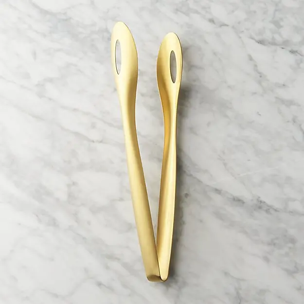 Brass Metal Kitchen Serving Tongs Food Clip Tongs for Home Hotel Restaurant Bar Usage Kitchenware Accessories