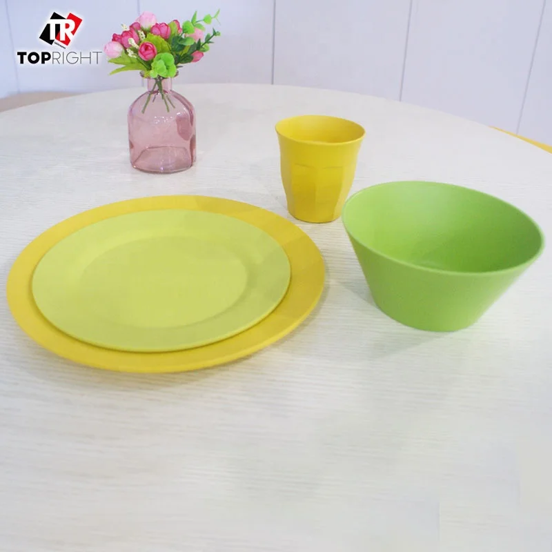 Low MOQ 16 piece Melamine Dinnerware Camping Tableware Set