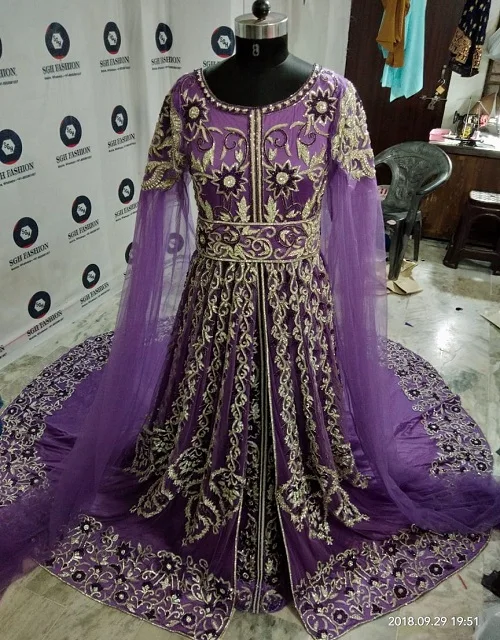 Heavy beaded purple color moroccan wedding bridal kaftan