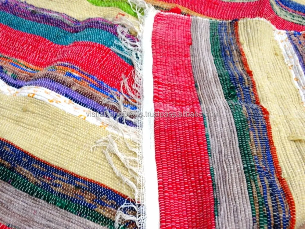 Cotton Chindi Rag Rug Floor Mat Recycled Throw Carpet Woven Runner Yoga Mat