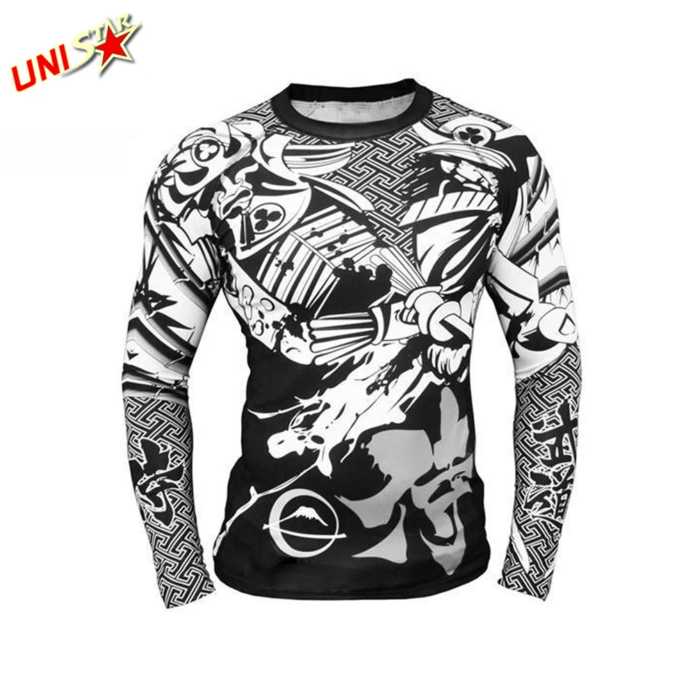 Top Selling Latest Rash Guard Compression Gym Shirts Surfing Long Sleeve Custom Logo UV BJJ Rashguard MMA Sublimated Mens Rash G