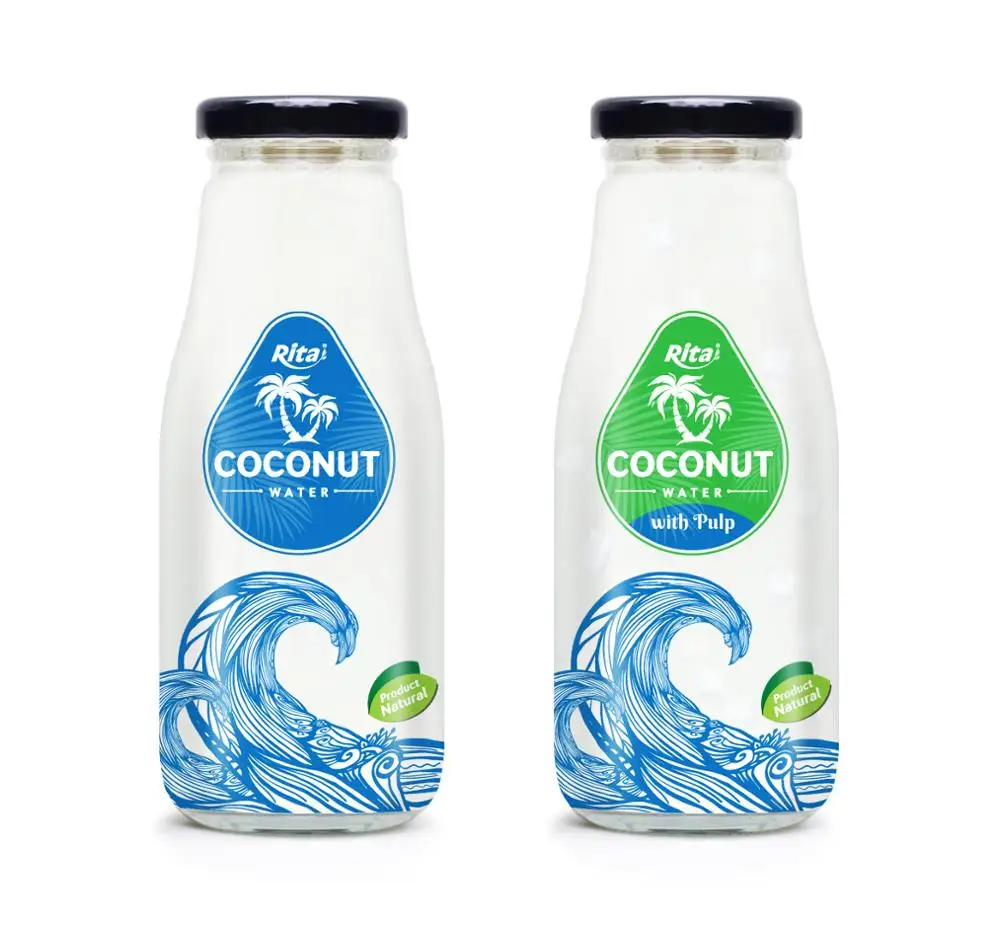 Glass Bottle 100% natural bulk coconut water wholesale in Viet nam coconut water with pulp