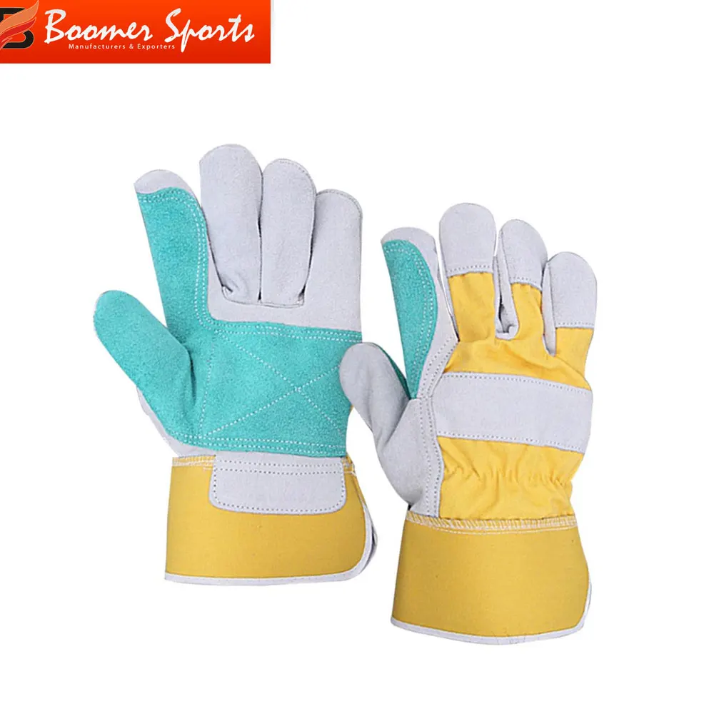 Cowhide leather safety gloves/ safety working gloves/ leather safety gloves
