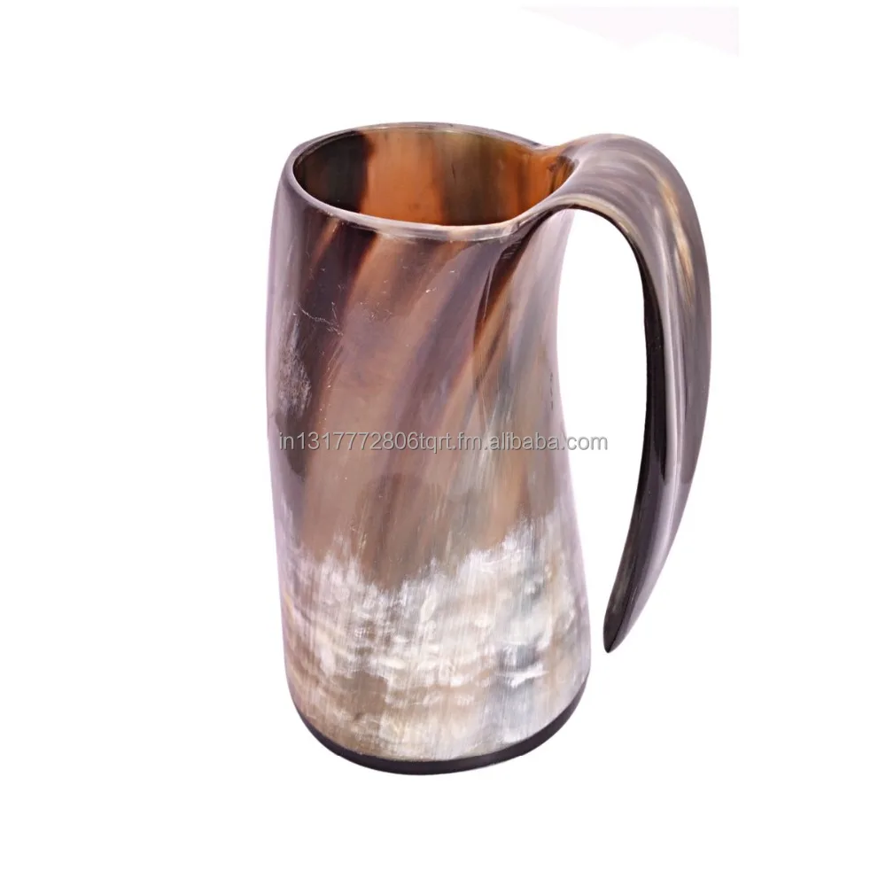 
VIKING DRINKING HORN MUG 20 Oz Handcrafted Ox Cup Goblet 