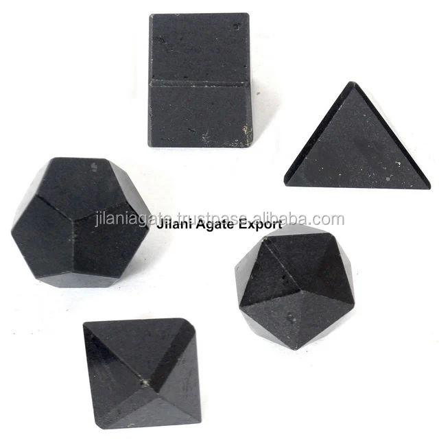 Agate Black Tourmaline 5pcs Geometry Set  Wholesale Platonic Solid Crystal Set Supplier Bulk Sacred Geometry Set