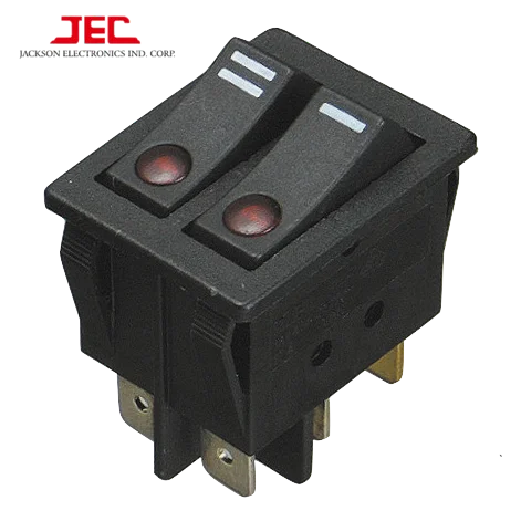JEC RLEIL TWIN ROCKER SWITH 606 Series ON-OFF DPST DPDT, двухполюсный цветной переключатель