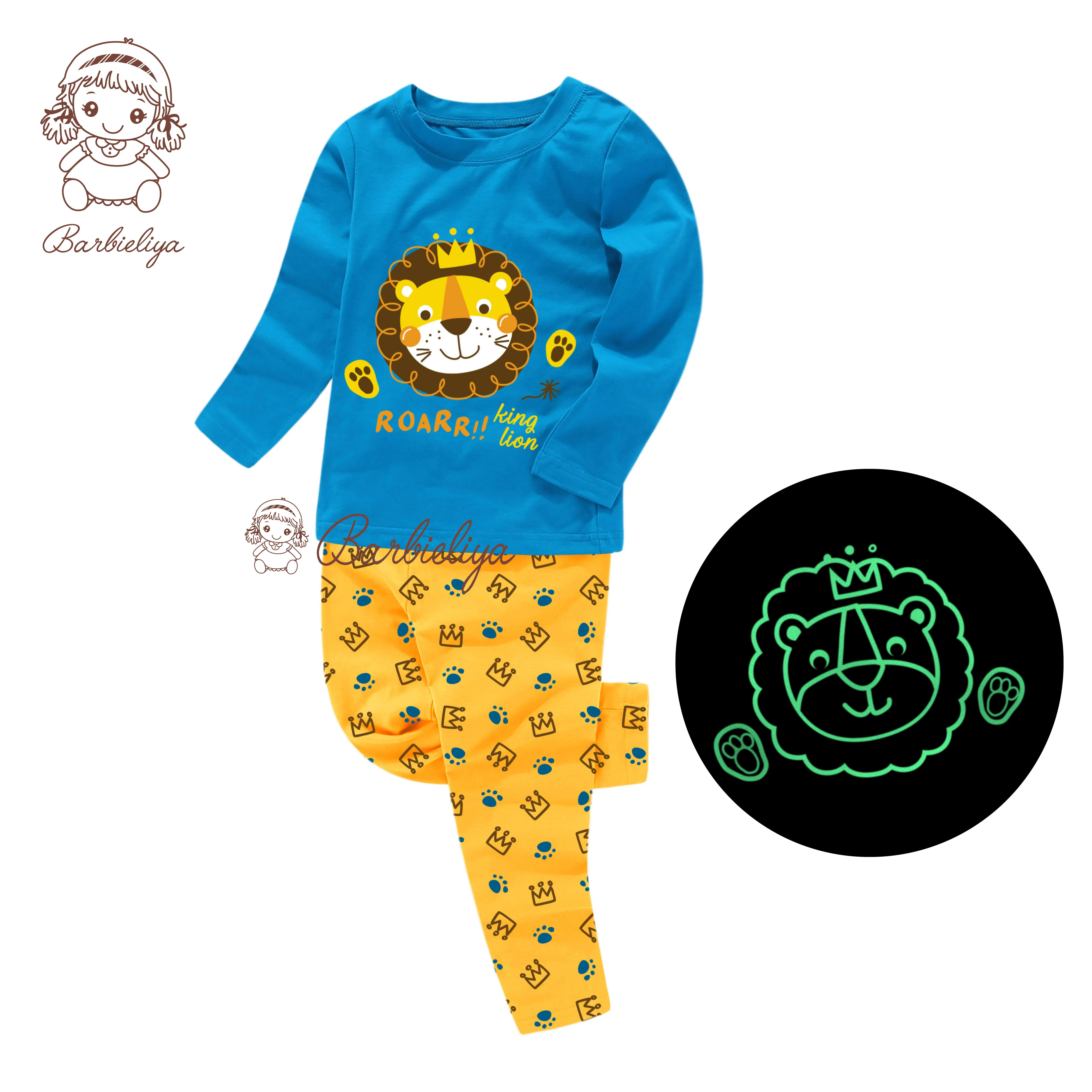 
boy girl pure cotton unicorn nightwear glow in the dark baby sleep suit china children sleepwear wholesale pyjamas kids pajamas 