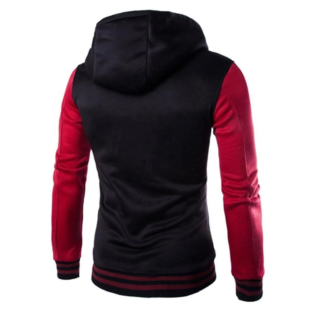 2018 Fashion Hoodies Men Single Breasted Hip Hop Mens Brand Mixed Color Hooded Varsity Style Hoodie Slim Fit Men Hoody FSW-4338