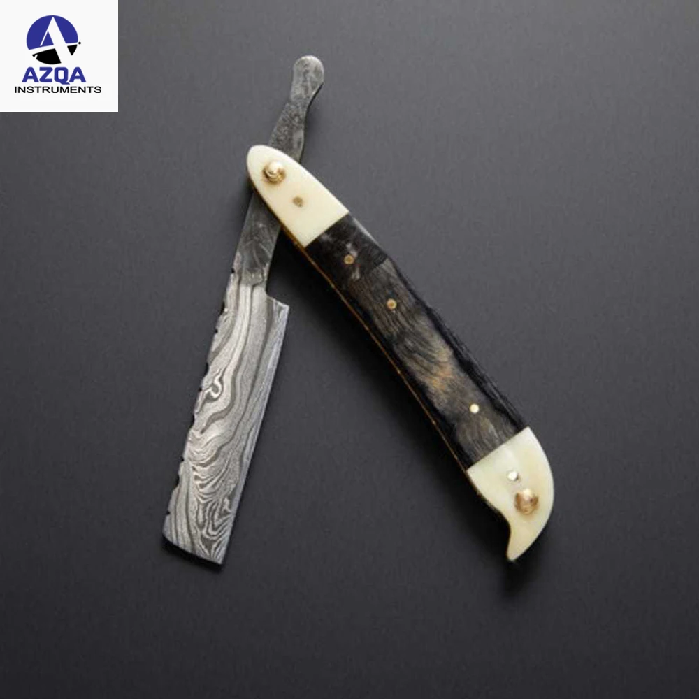 Damascus Hand Made Razors With Fashionable Damascus Steel Straight Razor Cut Throat Barber Salon Shaving Razor