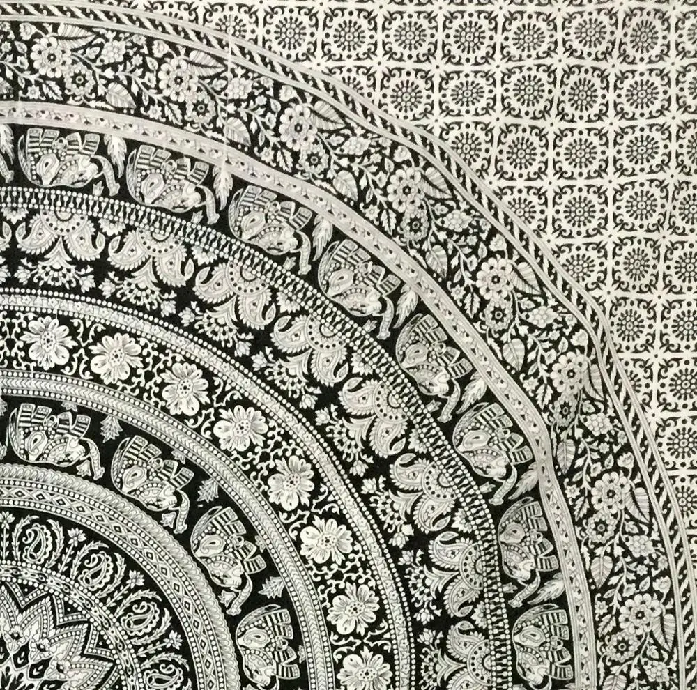 Cotton Mandala Animal Print Wall Hanging Queen Size Modern Floral Handmade Multiple Color Ethnic