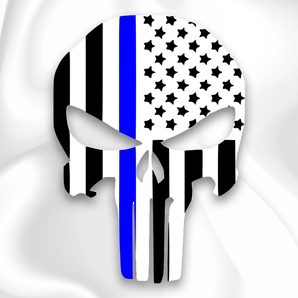 Custom Blue Line Tettred Punisher Decal Vinyl Sticker Die Cut Stickers with Application Tape on Top