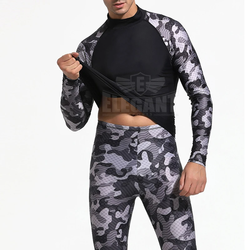 Camo Rash Guard Men Long Sleeve Rashguard Swim Shirt Surf Lycra Rash Guard Swimwear For Men Diving Wetsuit Top