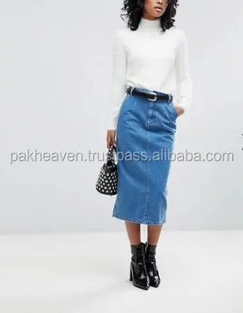 custom Denim Skirt jeans short skirt Functional pockets oem embroidery logo adult cheap plus size