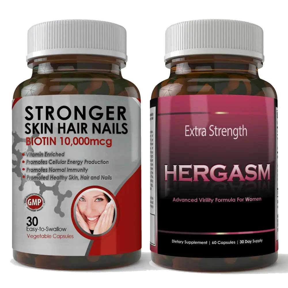 10,000mcg Biotin and Hergasm Combo Pack biotin capsules