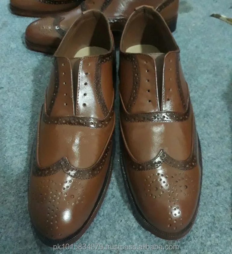 Brown Oxford Brogue Dress Shoes, Whole Sale Hand Crafted Mens Footwear
