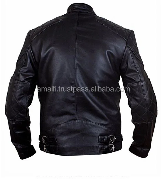 BIKER GENUINE LEATHER JACKET, BLACK COLOR SHEEPSKIN