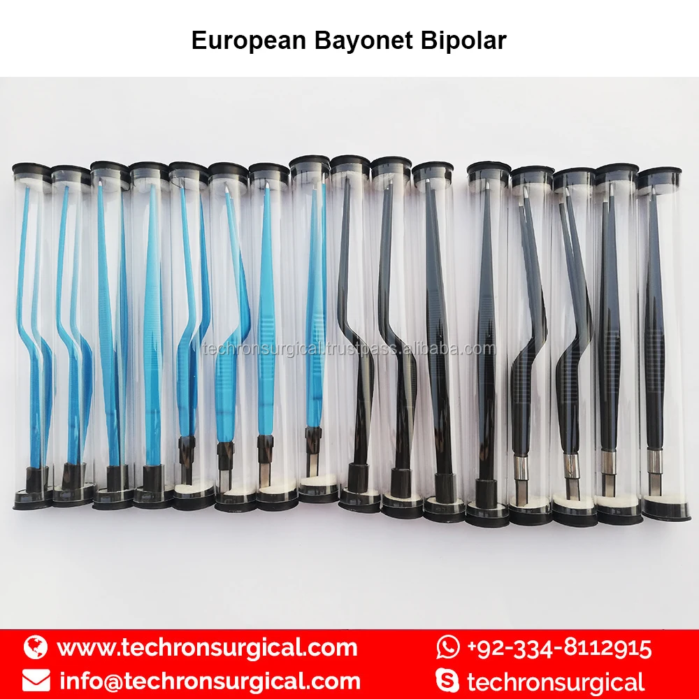 
McPherson Curved Fine Tip Euro Type Ophthalmic Bipolar Forceps Non-Stick 