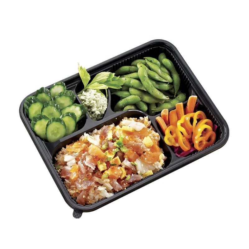 Red Microwave Disposable Bento Box Plastic Food Container With Compartments
