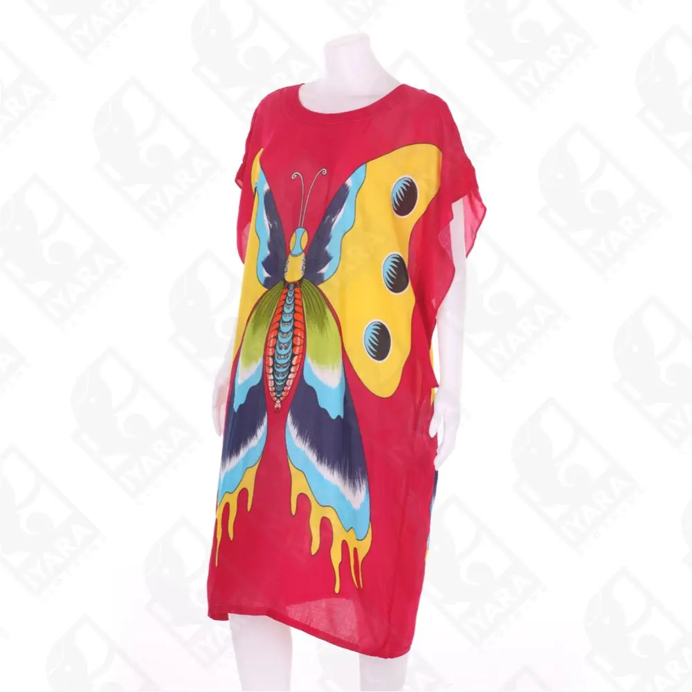 African Butterfly Rayon Kaftan Cover Up For Women Beach Dress