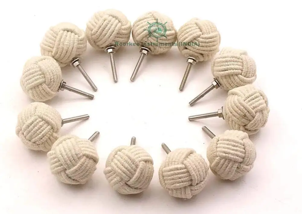 Nautical Jute Rope Door Knobs/Rope Knot Drawer Pulls and Knobs/Pull and Push Handle Knobs Set of 12