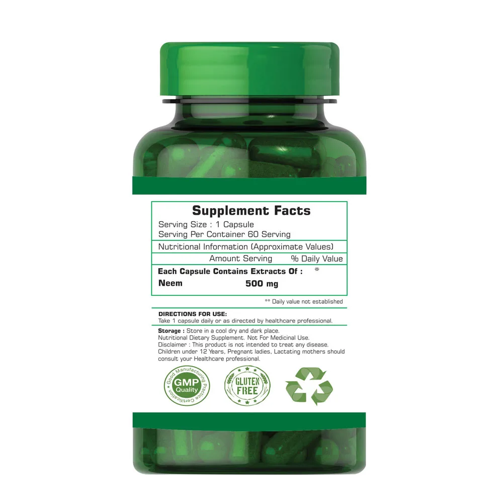 Blood purifier,Anti Bacterial Anti Fungal infection Neem Extract capsules