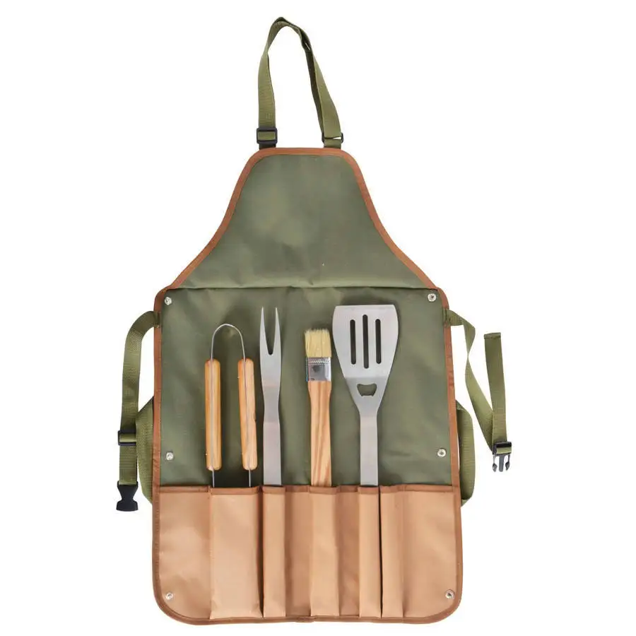Outdoor cooking BBQ Apron with tools pouch