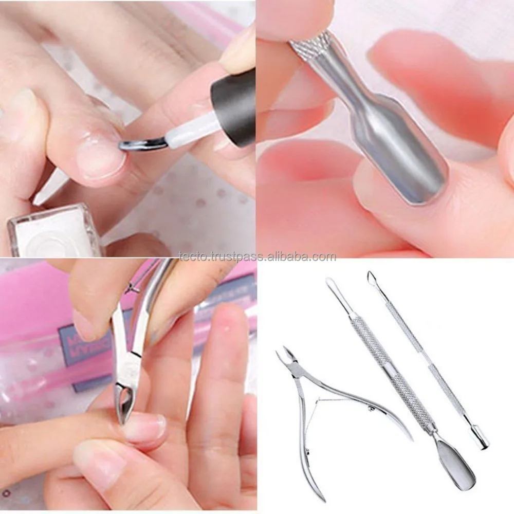 Nail Tools 3  PCs Set Stainless Steel Nail Nippers Cuticle Pushers Personal and Beauty Care Instruments