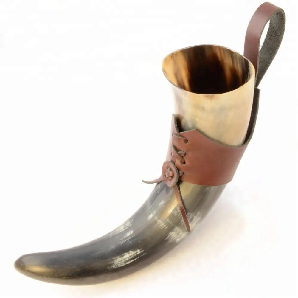 Viking Drinking Horn With Leather Holder