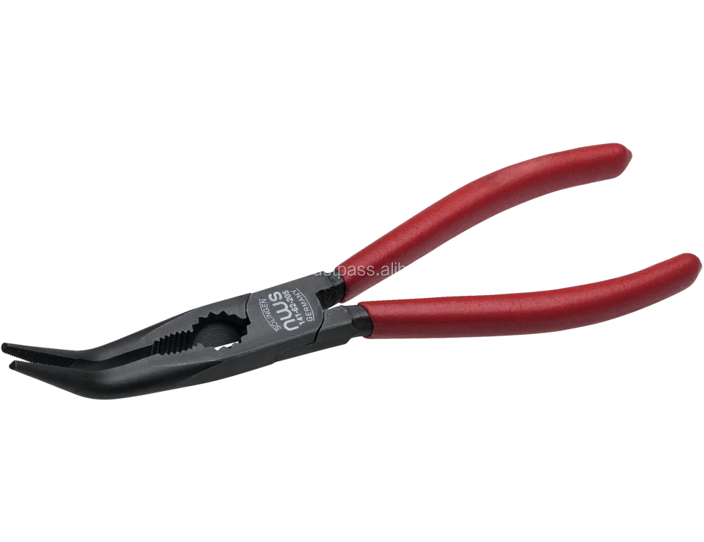 Chain Nose Pliers (Radio Pliers), angled 45deg - For cutting hard and soft wires - Made of tool steel, forged, oil-hardened