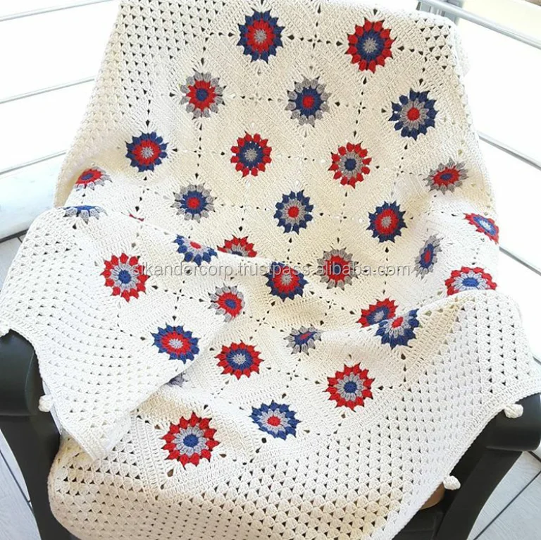 
Crochet Handmade Baby Blanket with matching cap and socks 