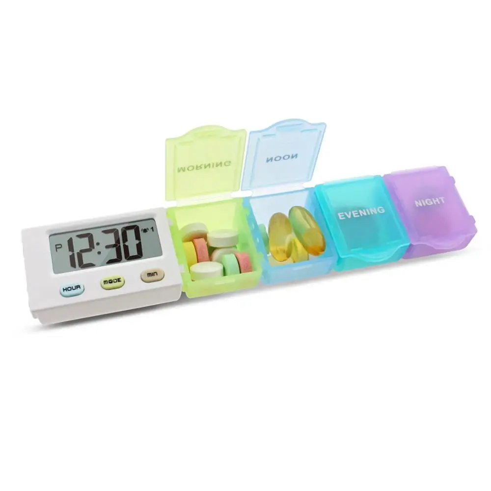 5 Alarm Pill Box Organizer (1 day with 4 Pill Box Compartments)