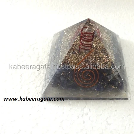 Wholesale Orgone Pyramids : Lapis Lazuli Orgone Pyramid with Crystal Wand