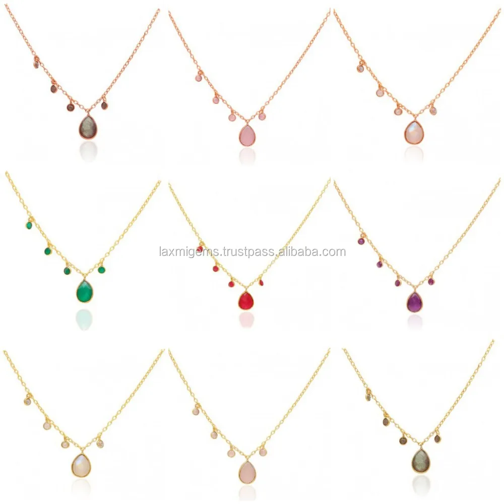 Natural freshwater pearl gemstone beads wholesale Jewelry 925 sterling silver chain necklace supplier