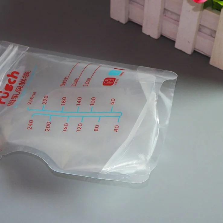 
BPA Free freezer safe zip lock self-standing up breast milk storage bag 