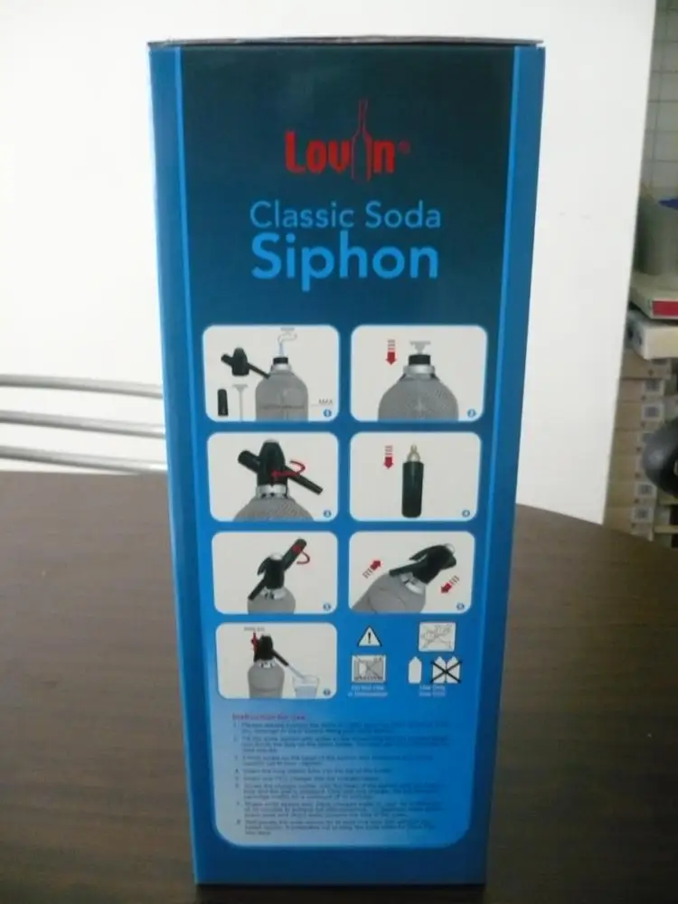 Soda Syphon, Campari Red Retro Stainless Steel Soda Siphon - Round - 1 Liter, gift