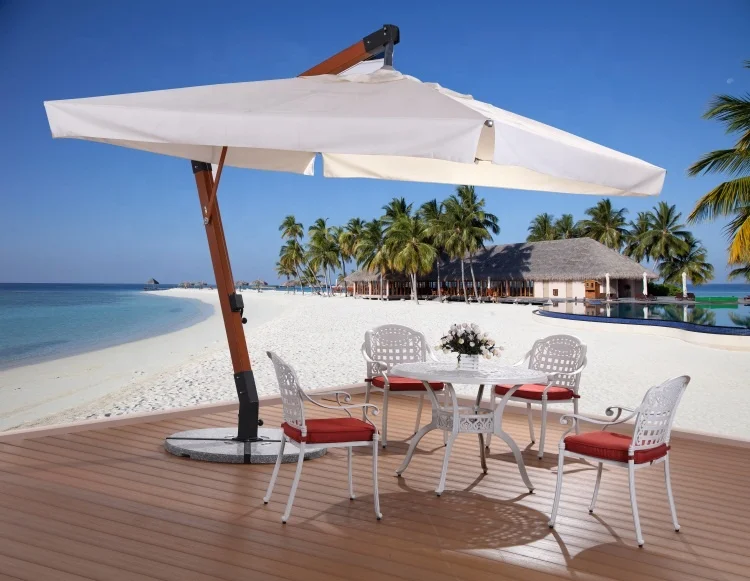 Luxury Windproof Outdoor Big Size Patio Wooden Hanging Umbrella