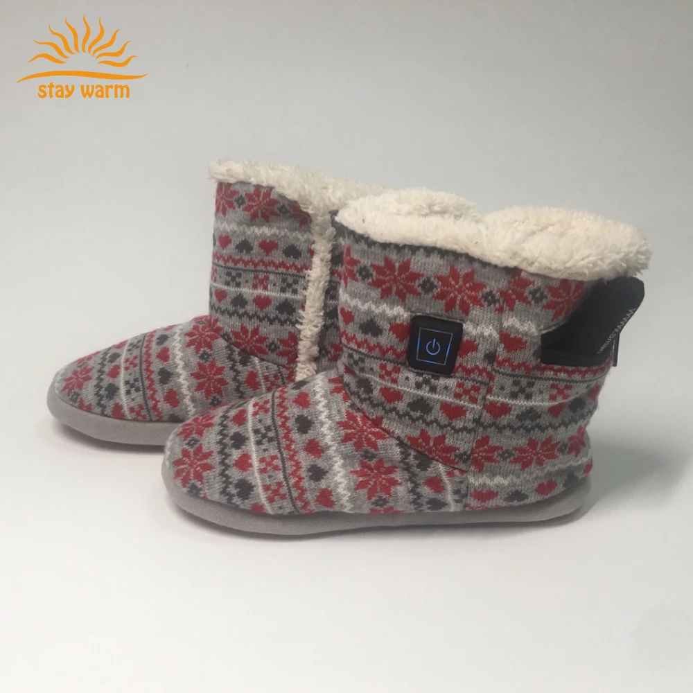 Winter Heated Footwear Christmas design battery heated slipper