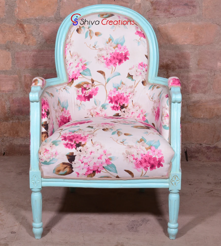 Latest Design 2017 Wooden Carved Frame Upholstered Living Room Sofa Chair