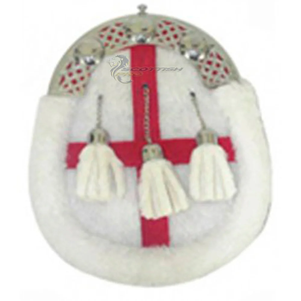 Scottish Highlander Original Cowhide Leather Custom Made Rabbit hair sporran made in original rabbit fur Sporran