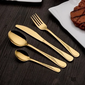 Golden Color Finishing Stainless Steel Metal Kitchen Cutlery Set with Glossy Finishing Wholesale Supplier