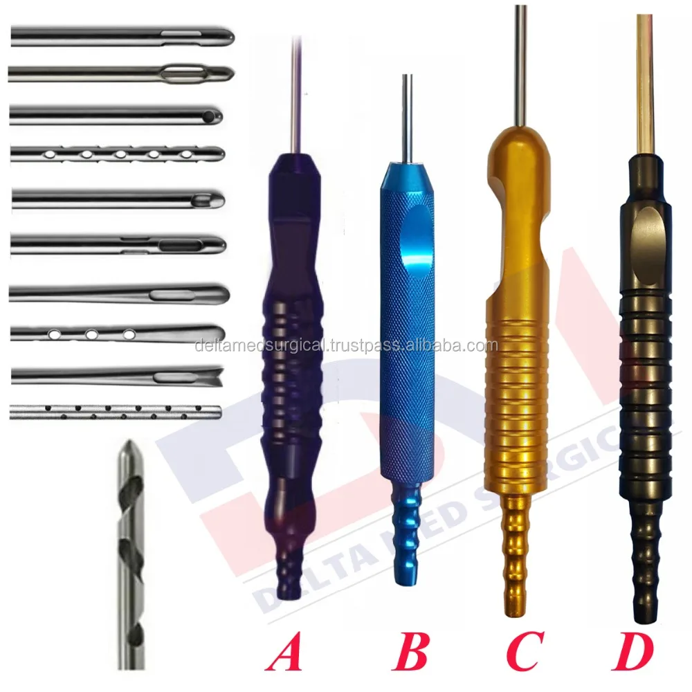 Bayonet Infiltrator liposuction cannula with one piece handle From Delta Med Surgical