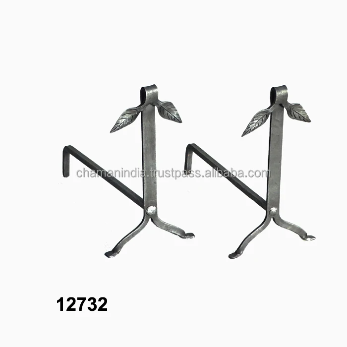 Double Leaf Hand Forged Andirons