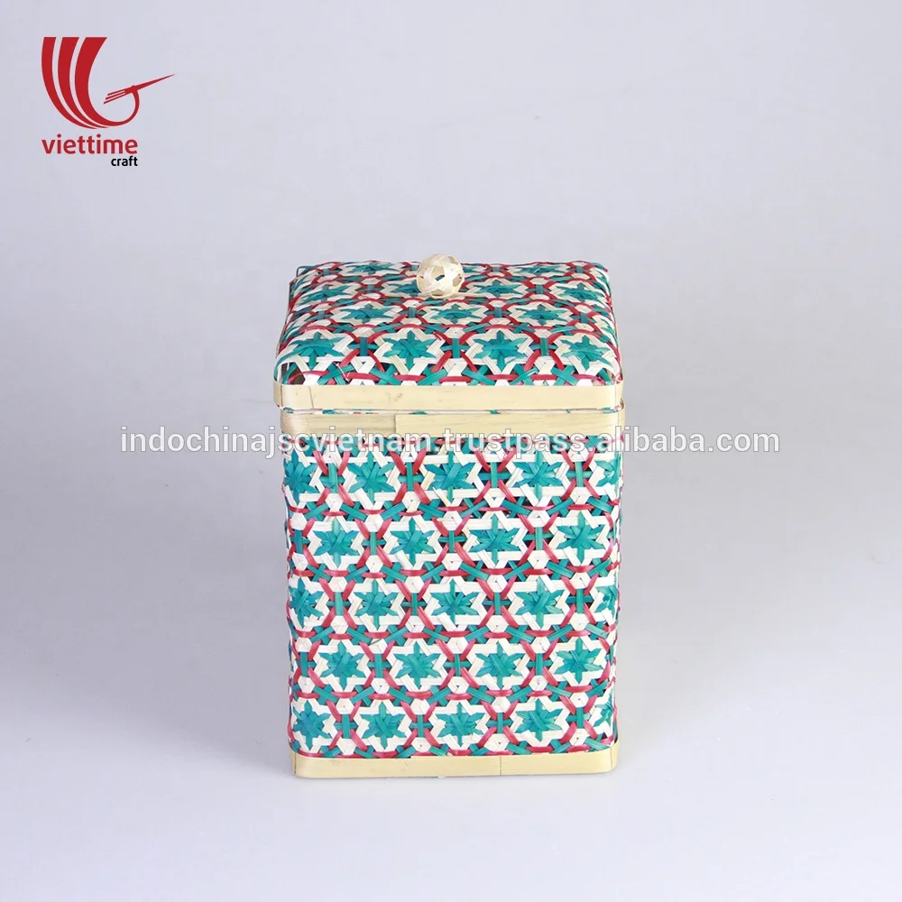 Wonderful Weaving Pikul Pattern Bamboo Box, Bamboo Gift Box, Bamboo Storage Box Kitchen Organizer Vietnam Wholesale