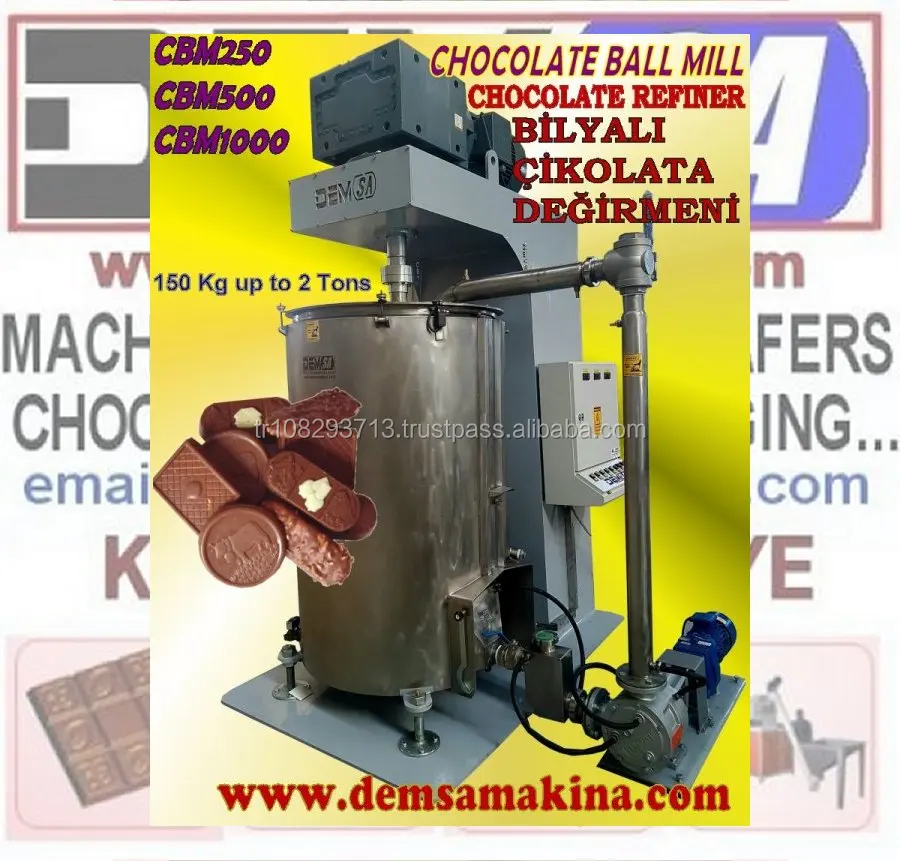 2 tons capacity ball mill for chocolate production