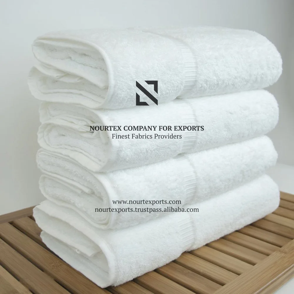 
Plain White Terry Bath Towel with Dobby Border 